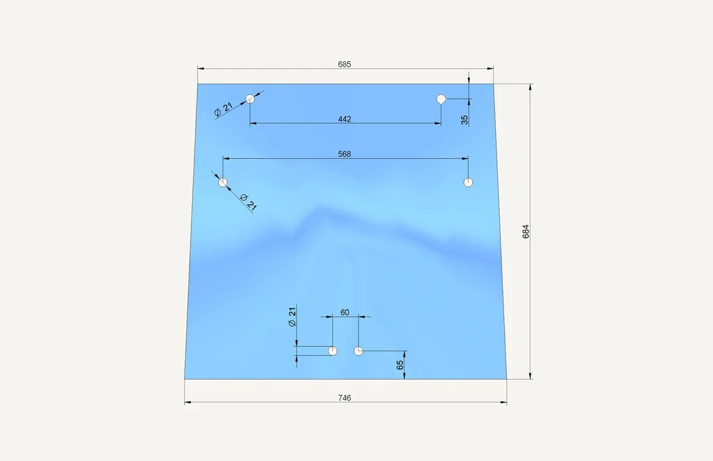 [1002136] Rear Window Glass 685/746x684mm