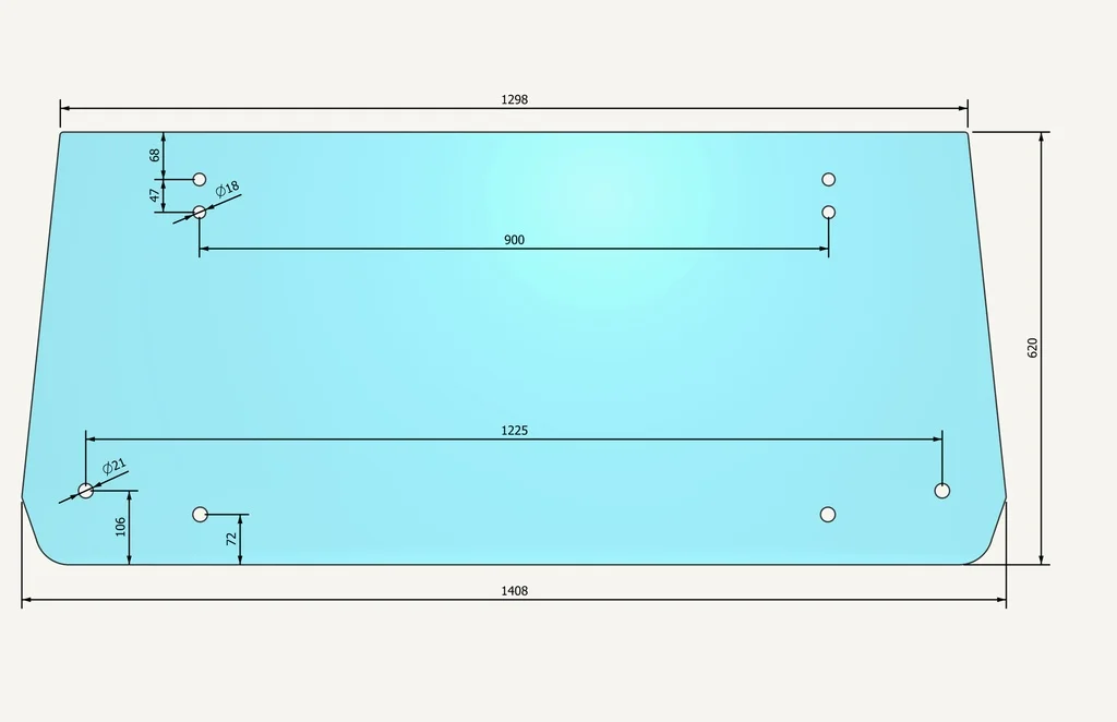 [1002130] Rear Window Glass bent 1296x645mm