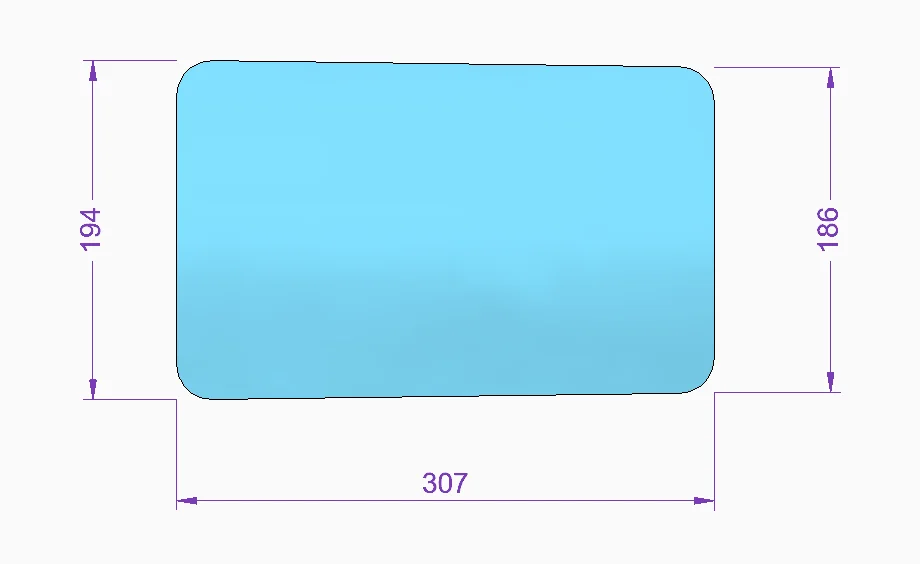 Radsichtglas 186/194x307mm