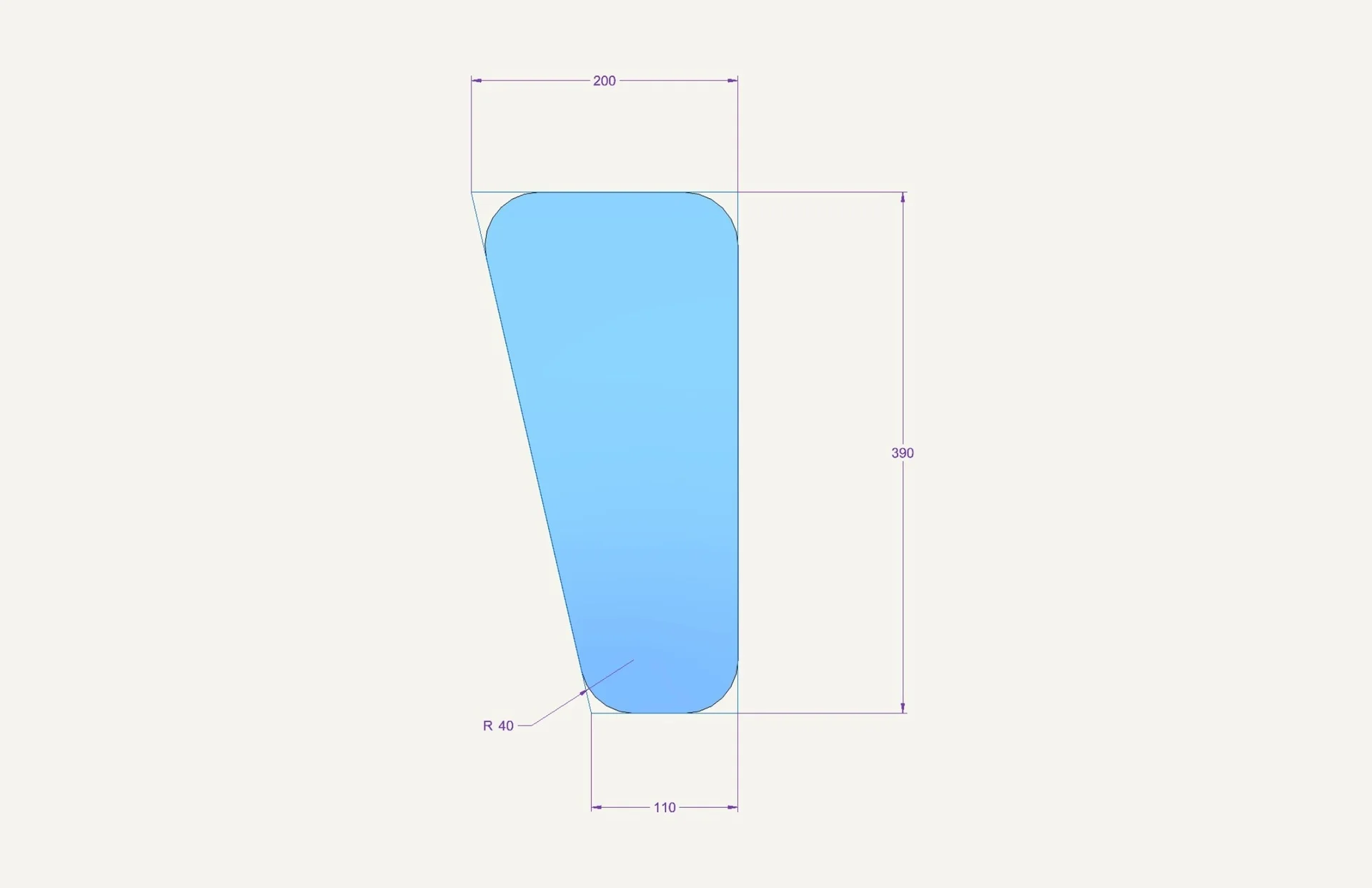 [1182210] Lower Side Glass 190x388mm