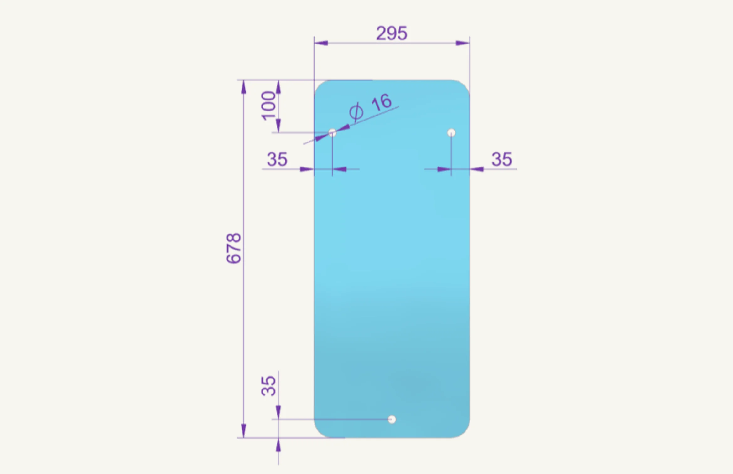 Radsichtglas 295x678mm