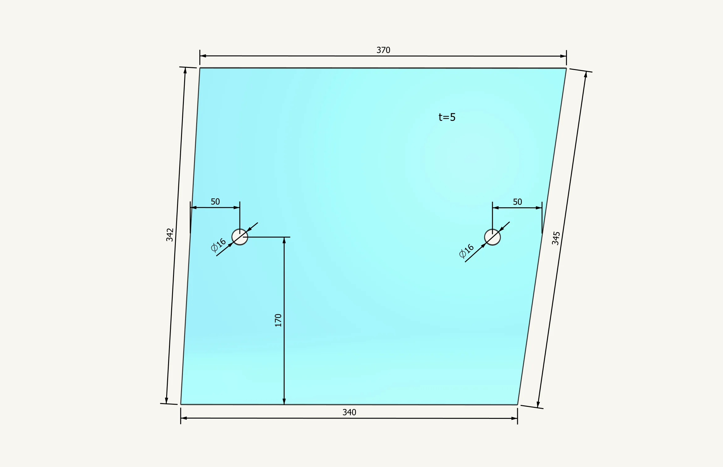 Radsichtglas 370x341mm