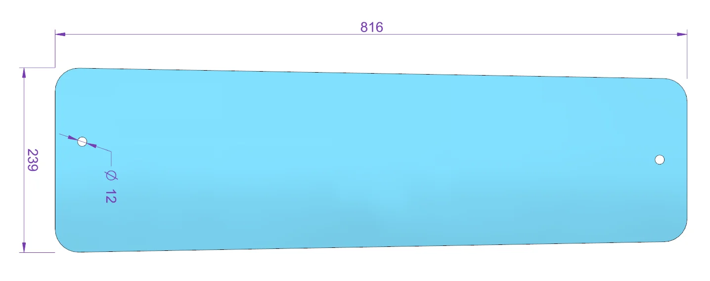 Radsichtglas 816x239mm