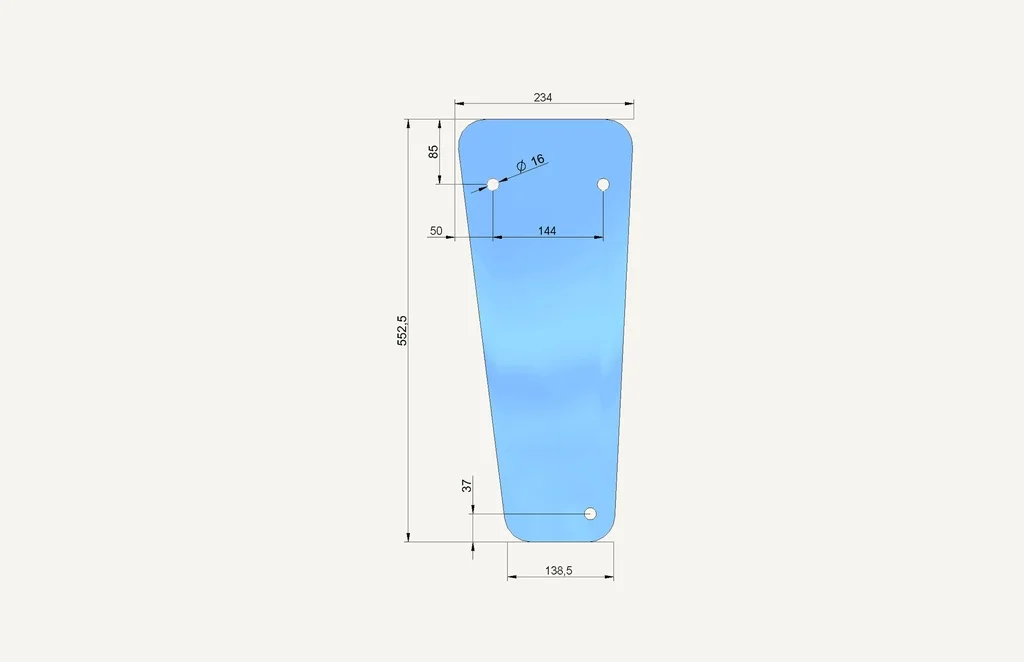 [1015338] Lower Side Glass CX723 234x552mm