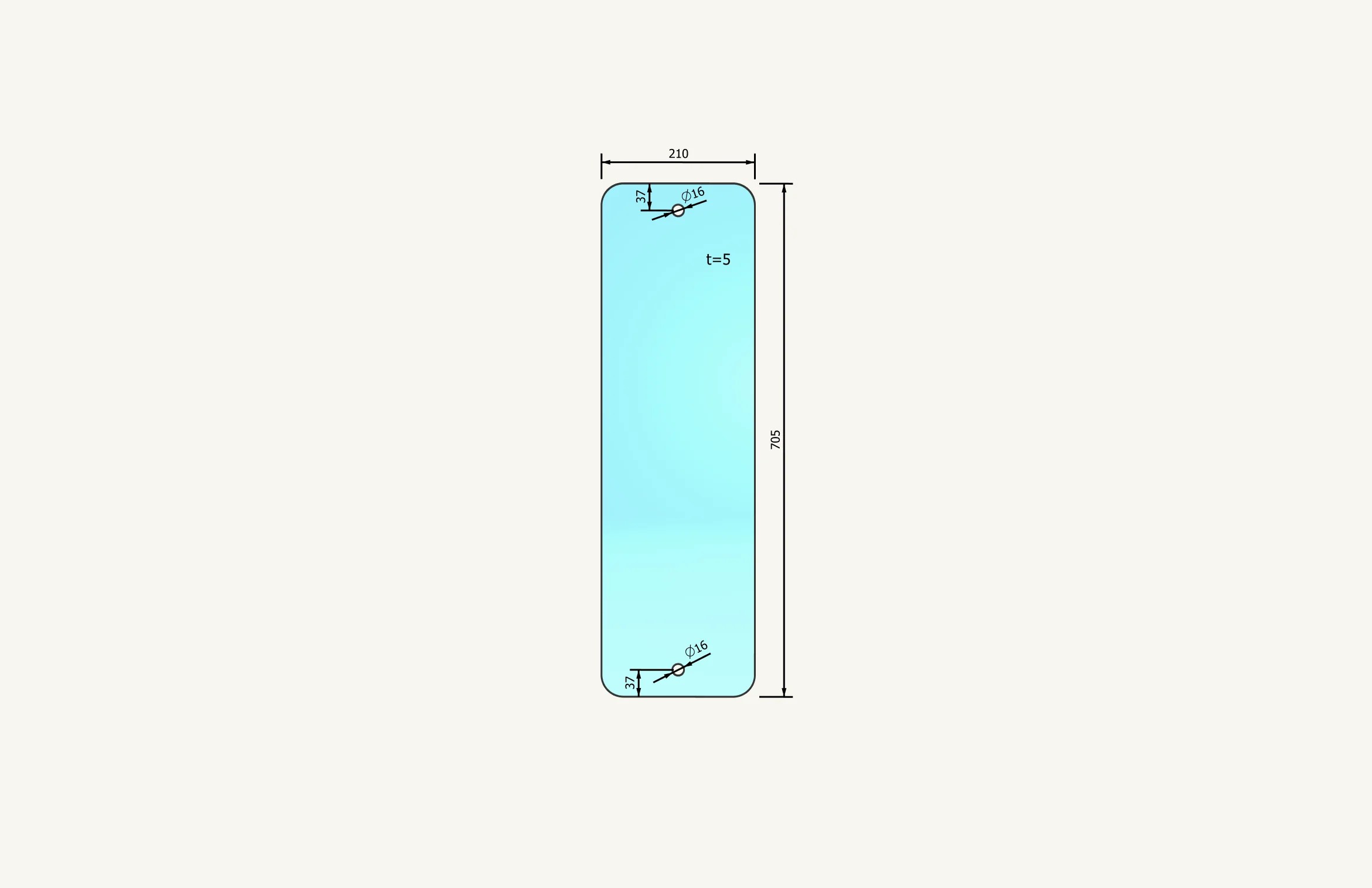 Radsichtglas M-466 706x210mm