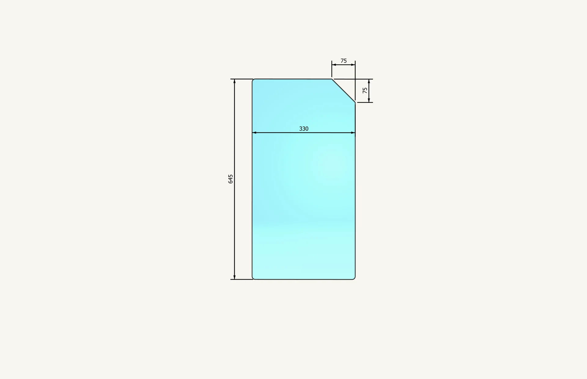 [1011778] Lower Side Glass left 225/338x574mm