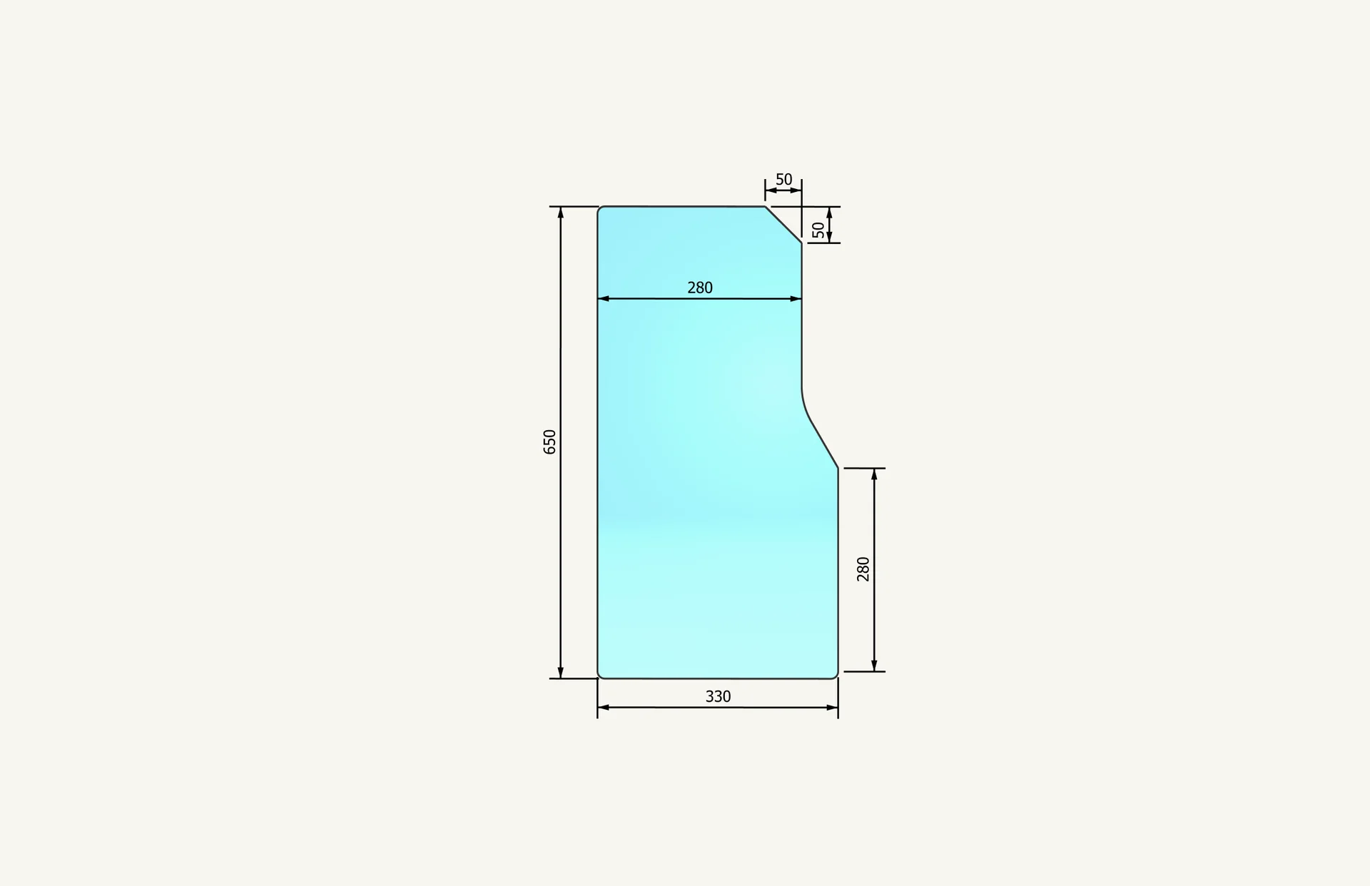 [1002149] Radsichtglas links 226/340x562mm