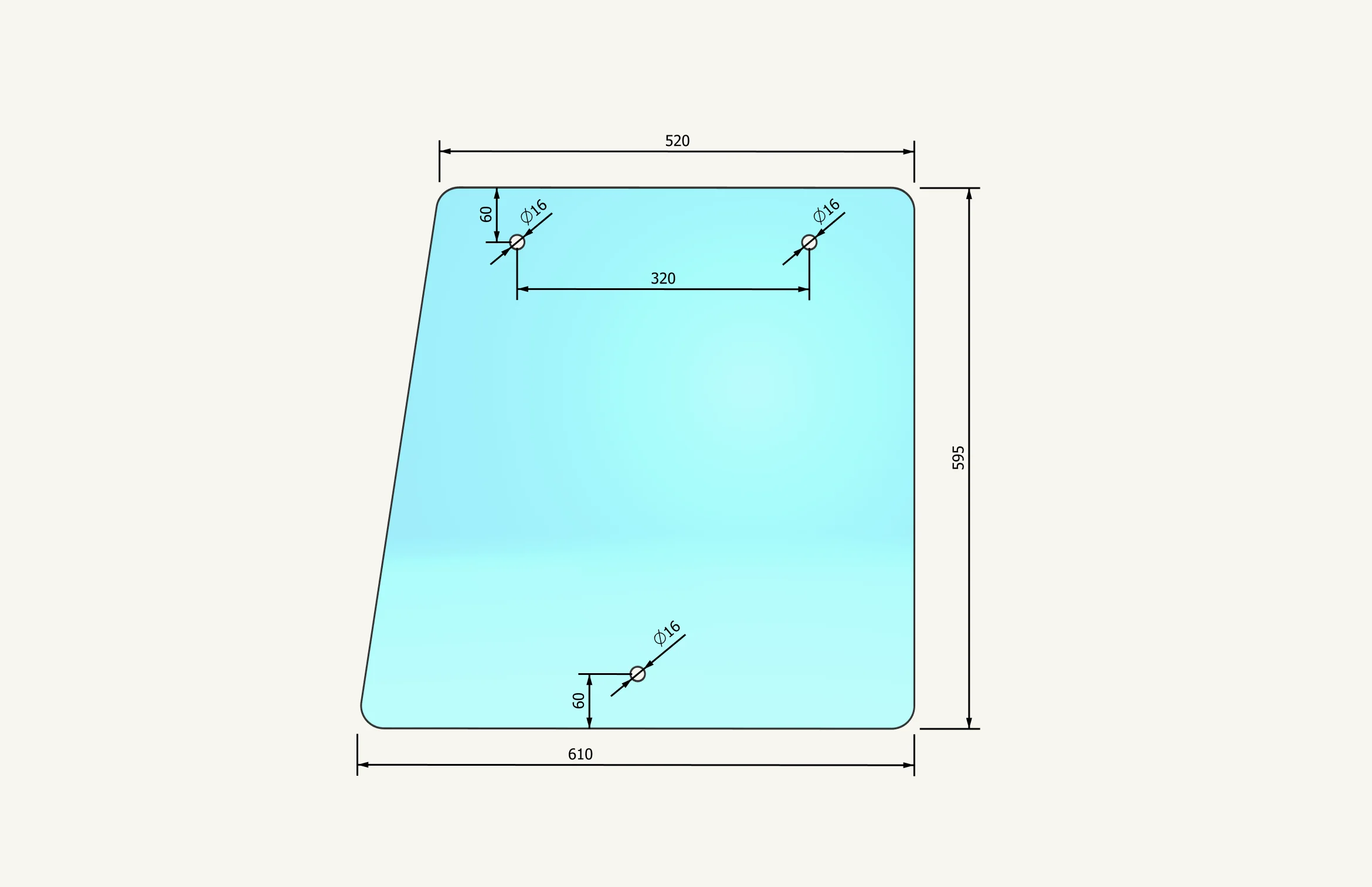 [1015362] Seitenglas 598x607mm KK67