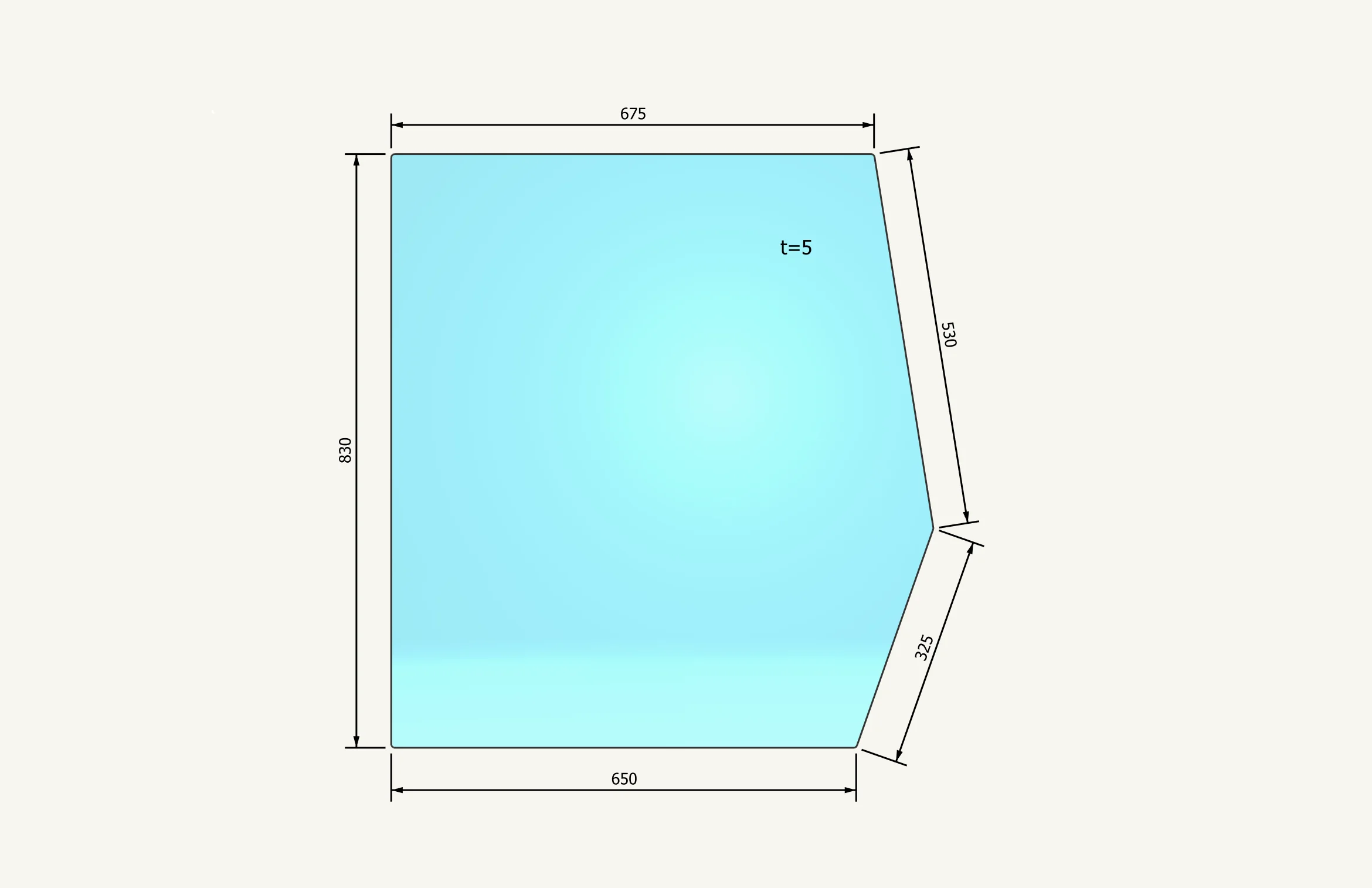 Seitenglas 830x753mm