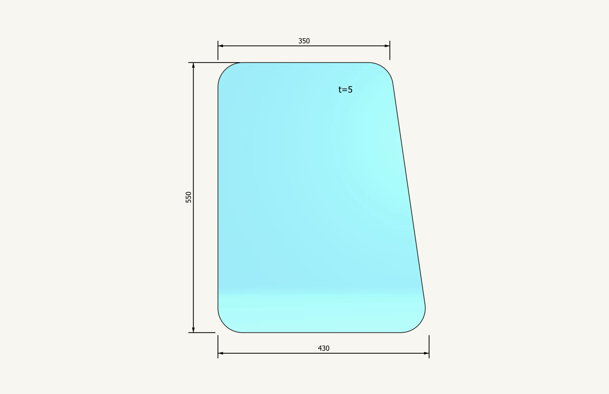 [1016869] Seitenglas Jakob 365x435x550mm