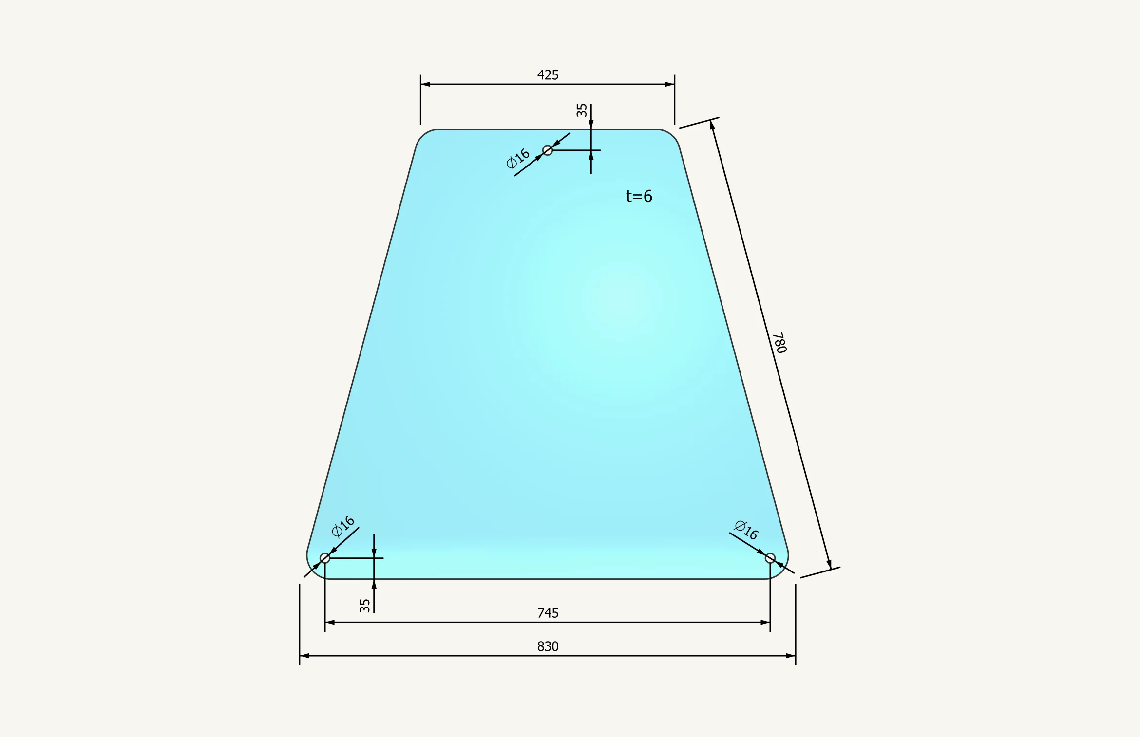 Seitenglas Polytrac A271