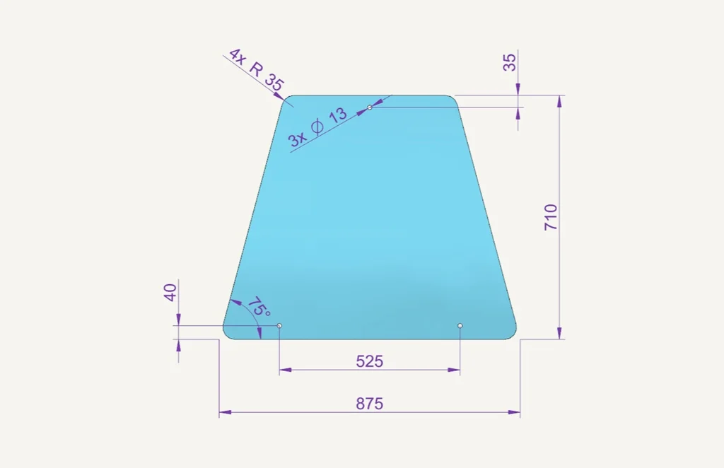 [1074896] Side Window Glass 852x705mm