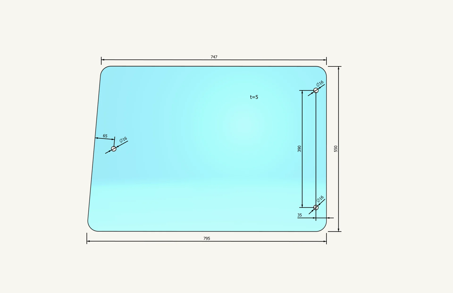 [1015299] Side Window Glass M466