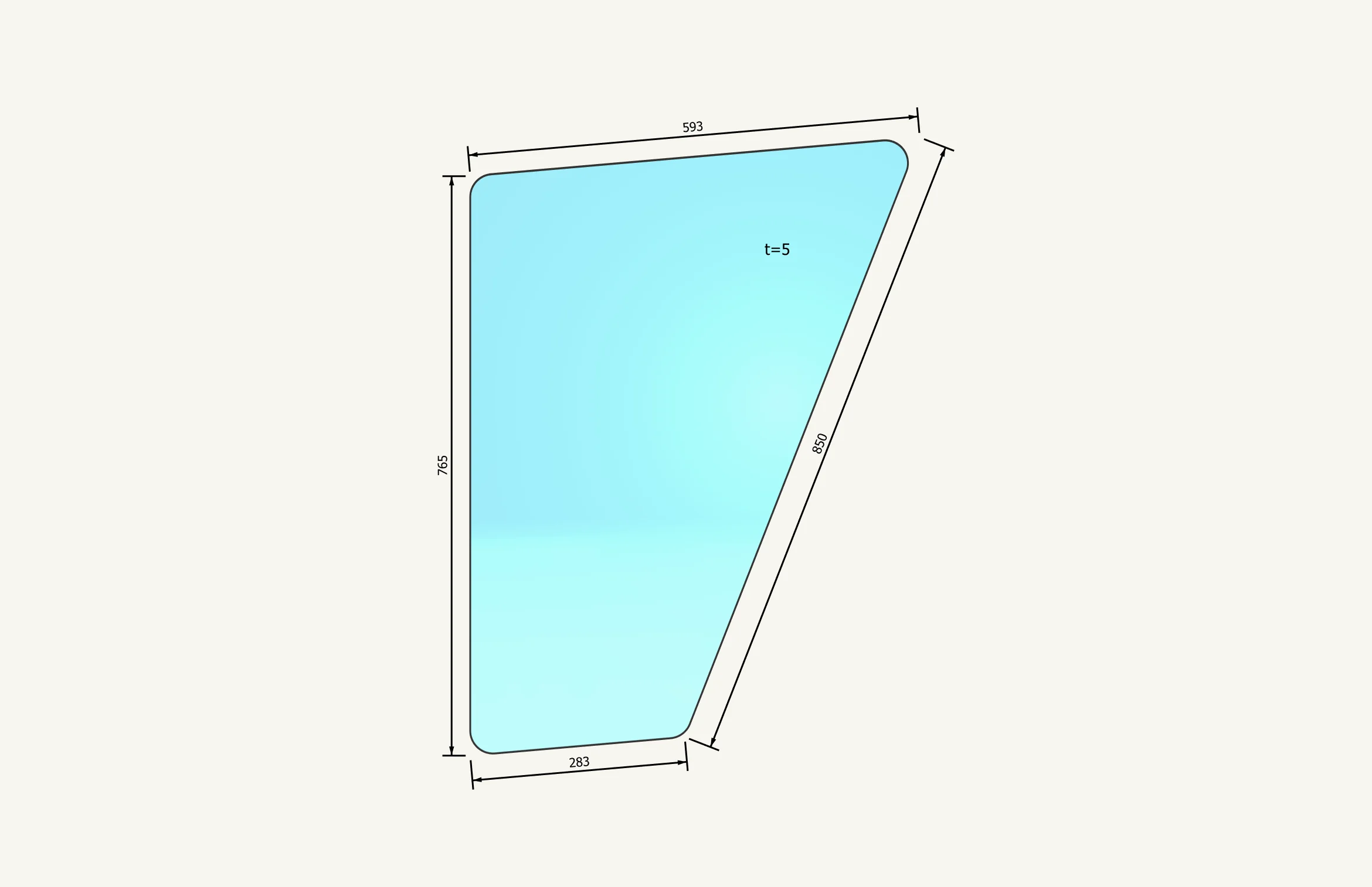 Türglas 283/593x850mm