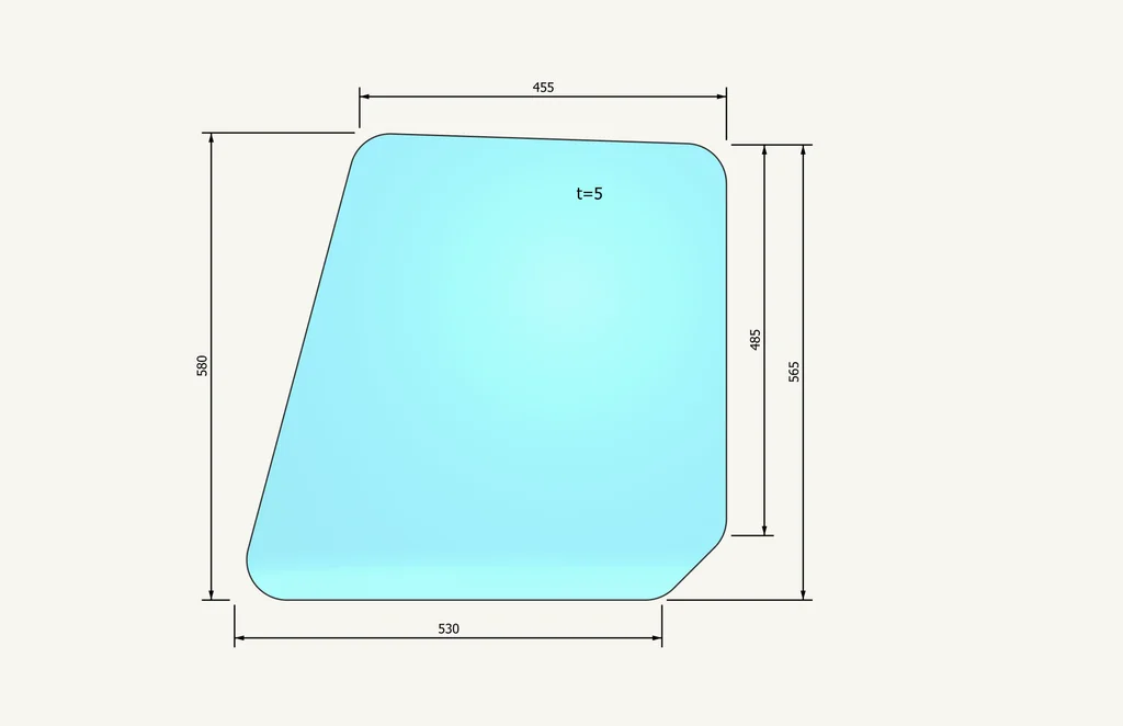 [1016867] Door Glass Jakob top 488/600x587mm
