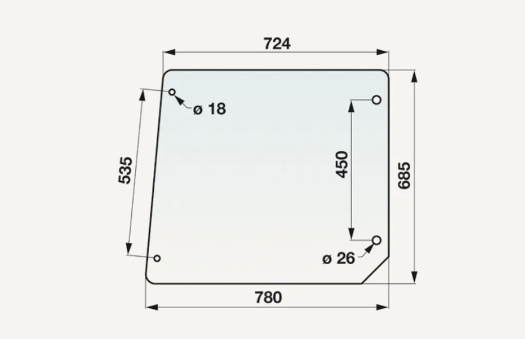 [1071832] Door Glass top Fritzmeier 780/724x685mm