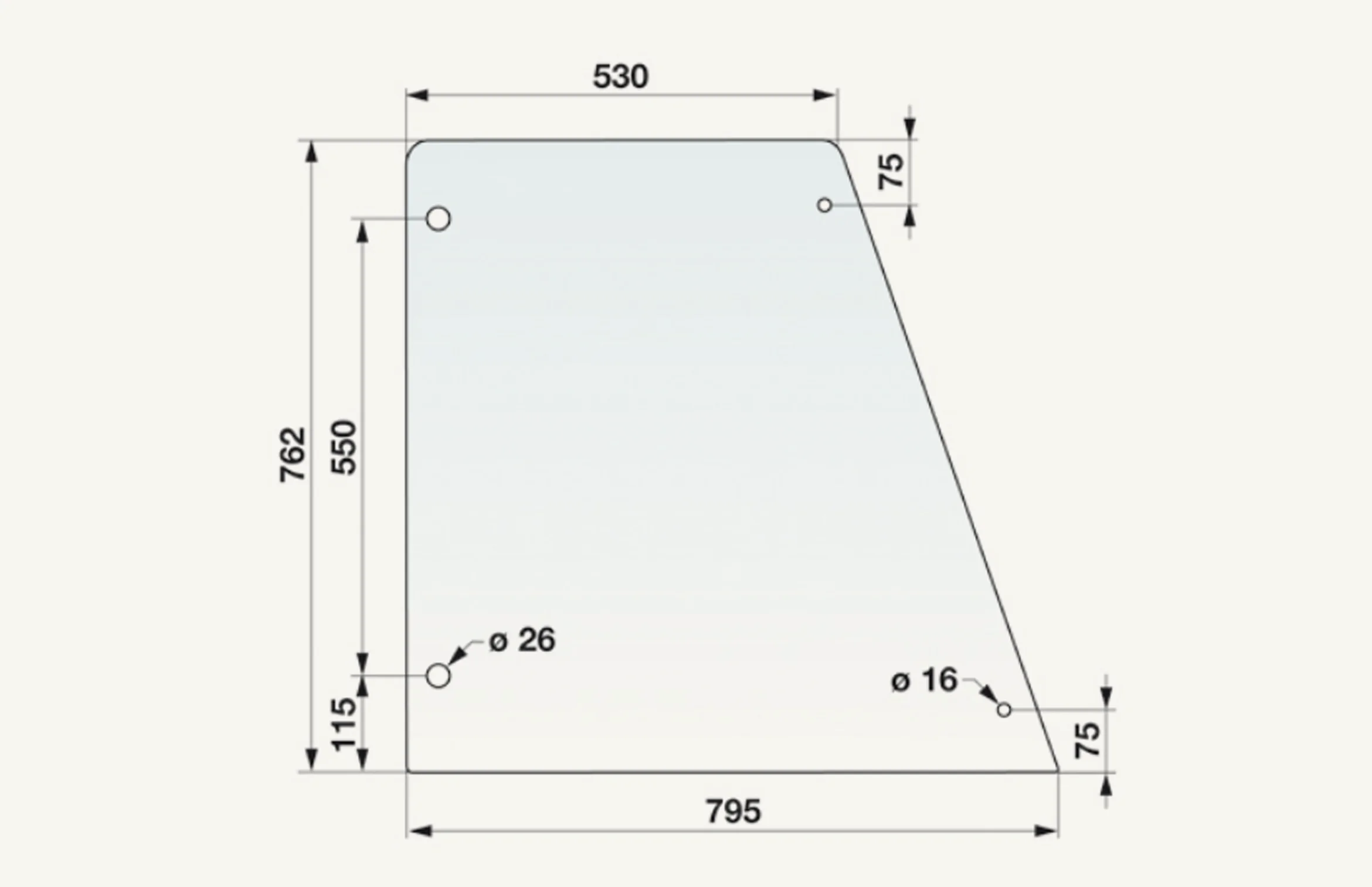 Türglas oben Fritzmeier 797x762x520mm