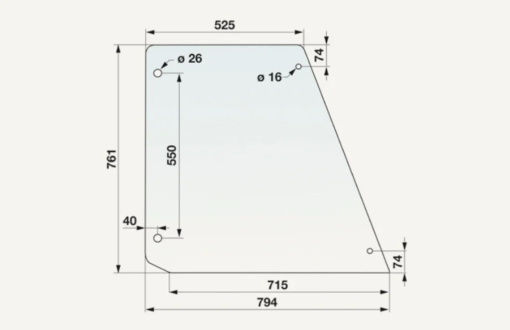 [1071833] Vitre de porte en haut Fritzmeier 797x762x520mm