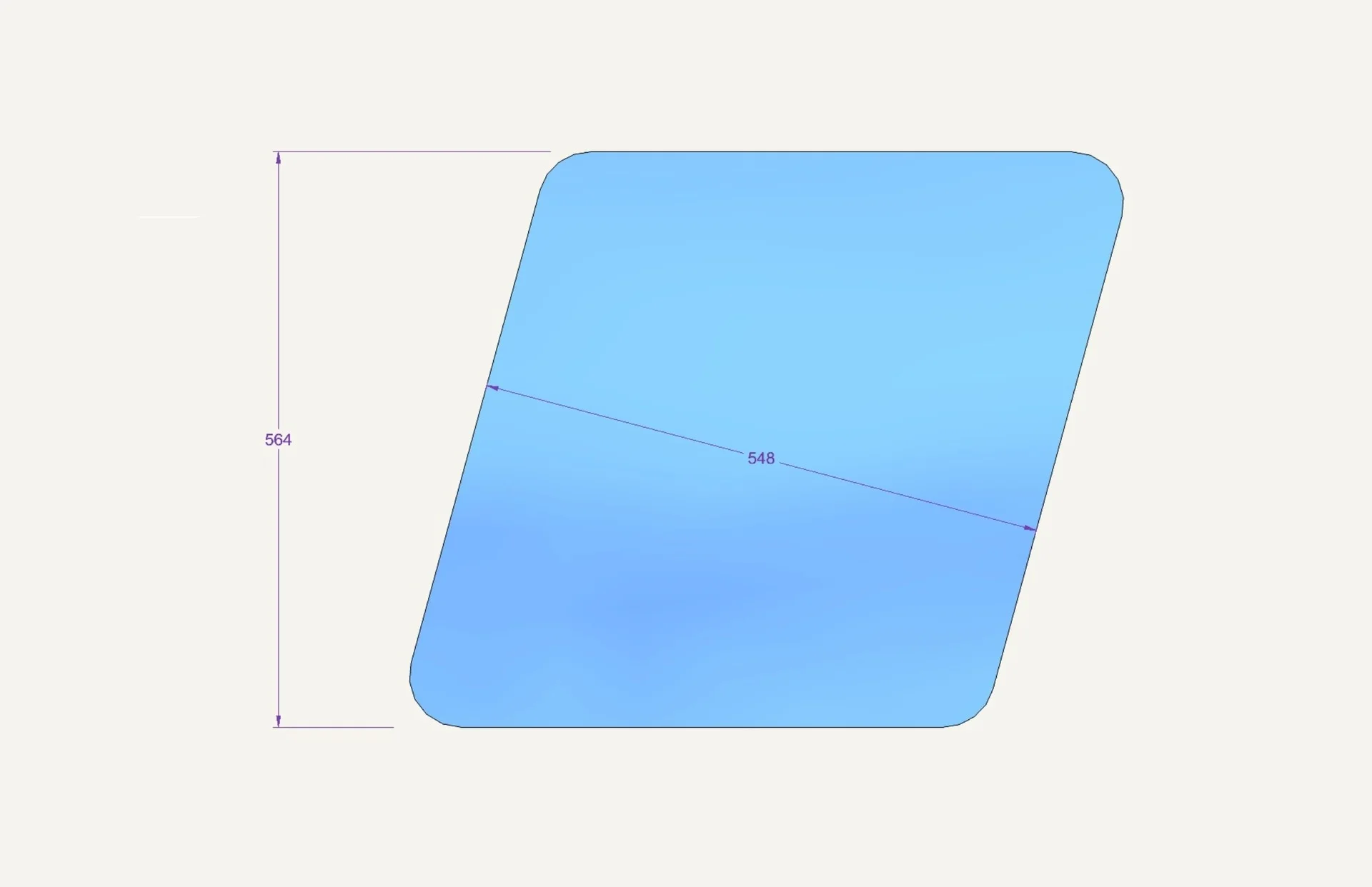 [1015311] Door Glass top Mauser AS56 564x548mm