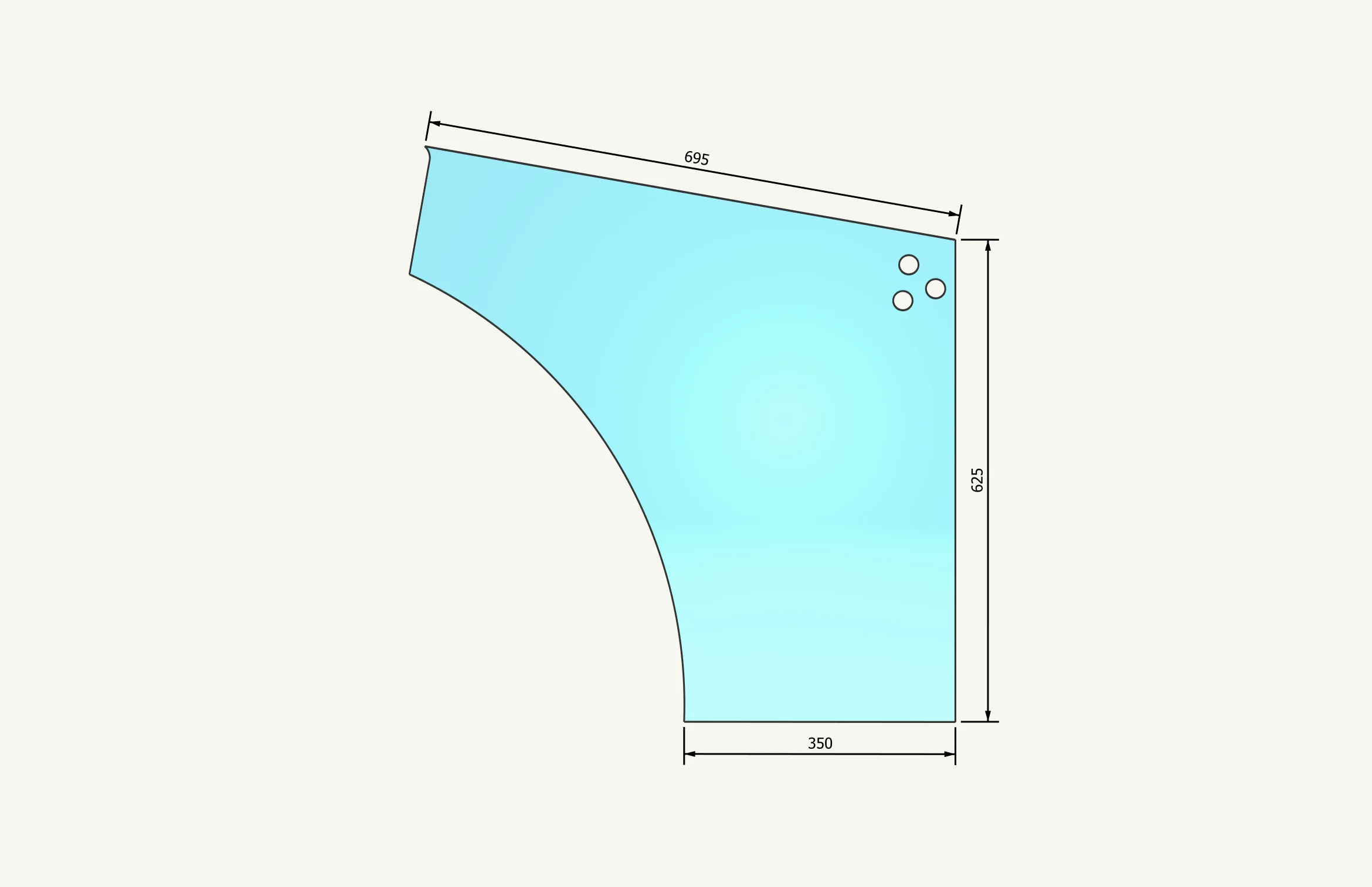 [1005678] Türglas rechts unten 353x625mm
