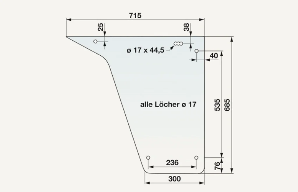 [1071826] Door Glass bottom Fritzmeier 300x715x685mm