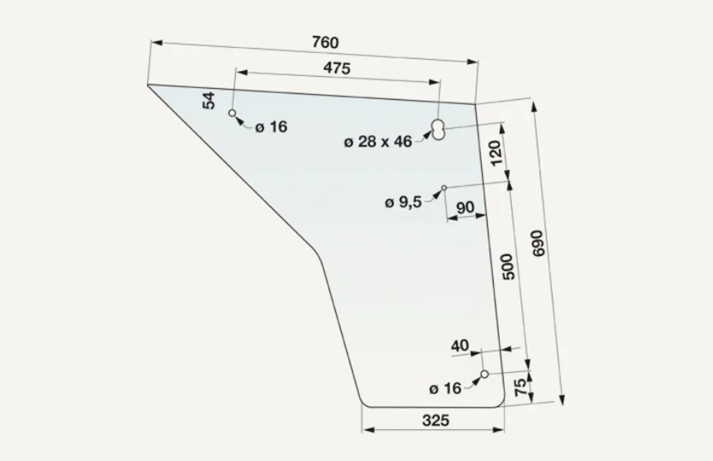 [1071831] Door Glass bottom Fritzmeier 325/760x690mm