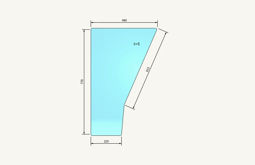 [1016868] Door Glass bottom Jakob 225/490x770mm
