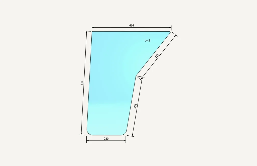 [1052422] Door Glass bottom MK630 464x611mm