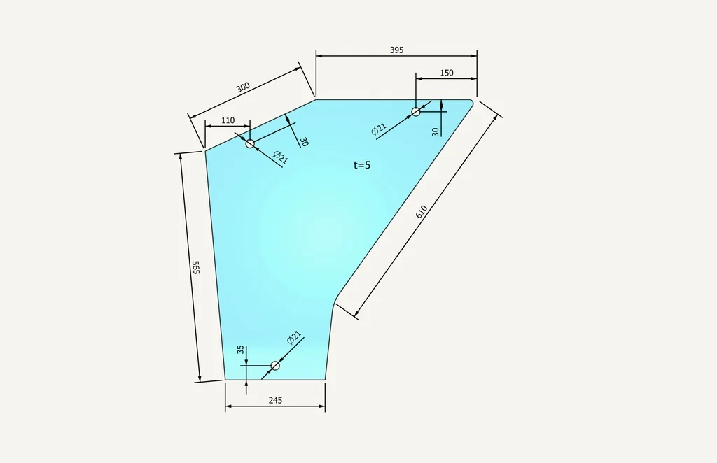 [1009483] Door Glass bottom Siac tinted