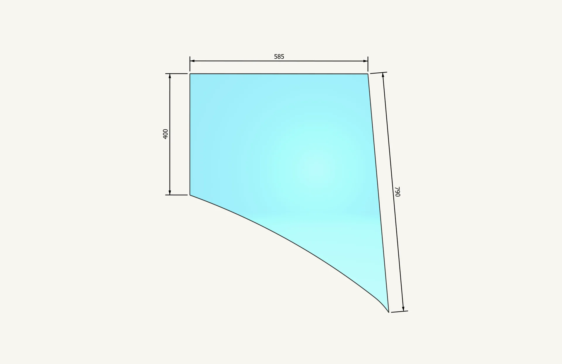 [1011774] Vitre de porte en bas droit 585x790mm