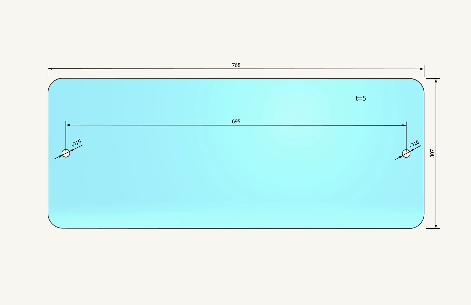 [1015306] Vitre de lunette arrière extérieur 307x768mm