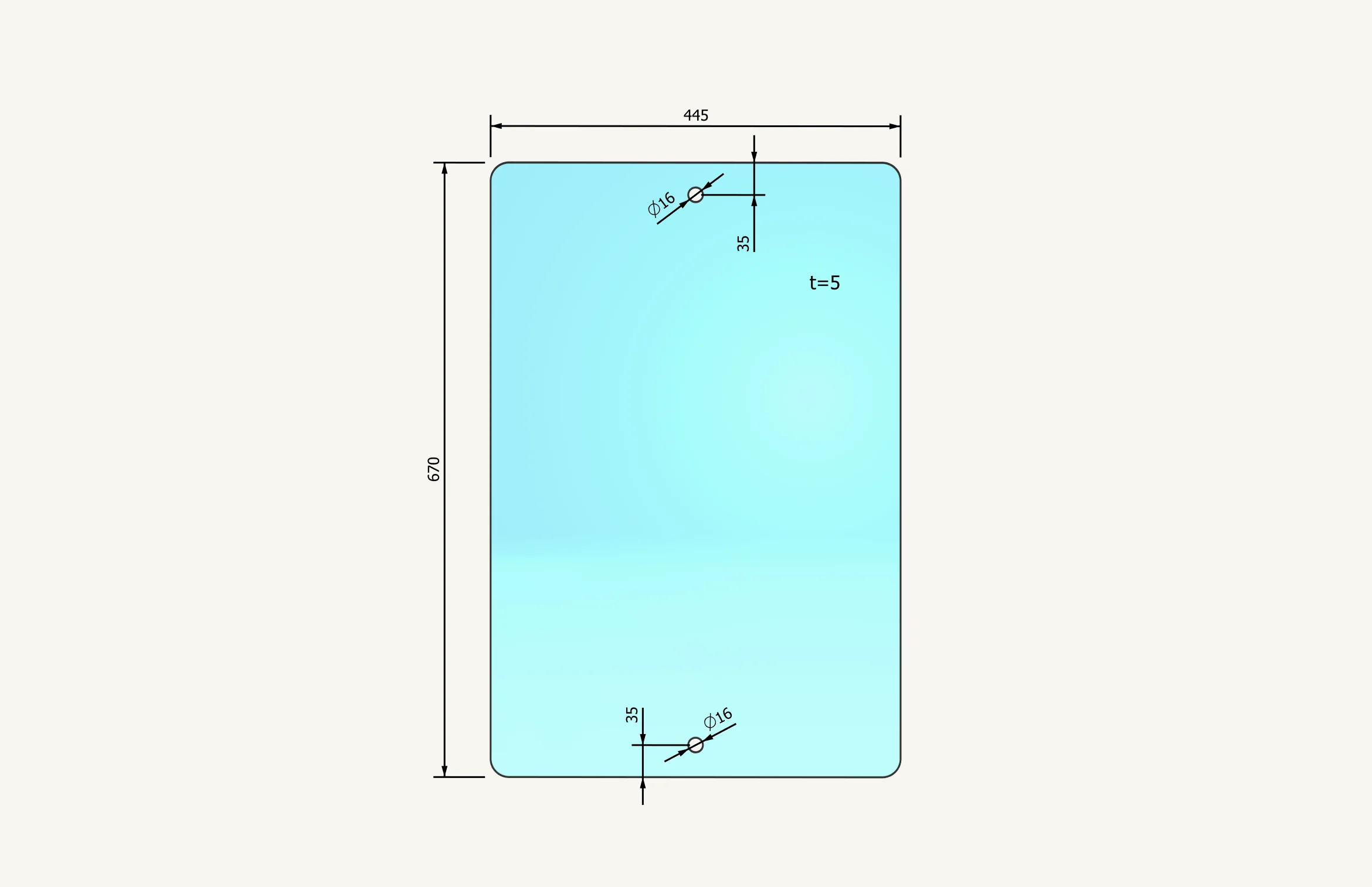 Seitenfensterglas 445x670mm AK45