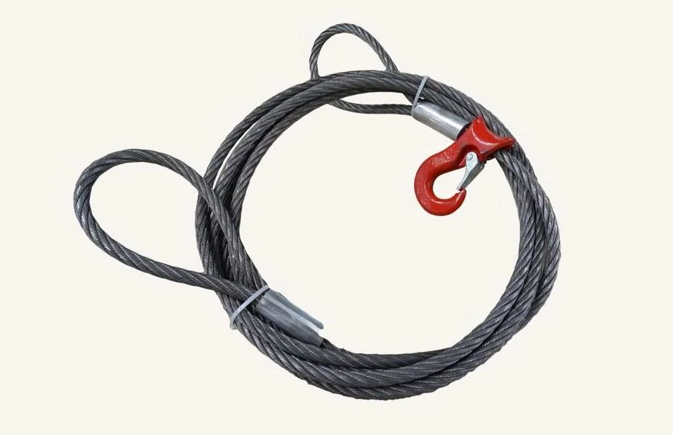 [1182284] Estrope câble acier avec boucles et crochet coulisseau câble 14x6000mm