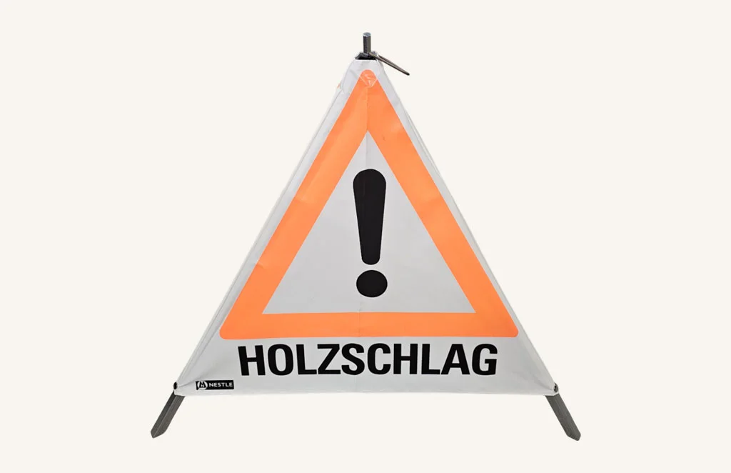 [1065787] Folding Warning Sign Nestle "Logging" 90 cm