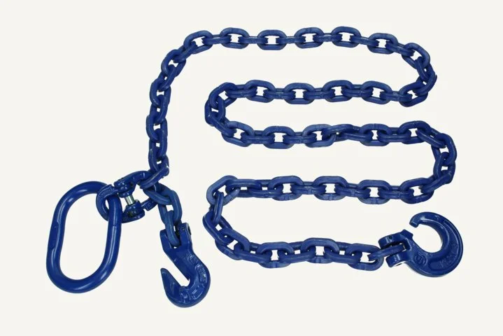 [1075322] Chaîne de débardage 2 mètre avec crochet d'élingage (classe 100 bleu) carré 8mm