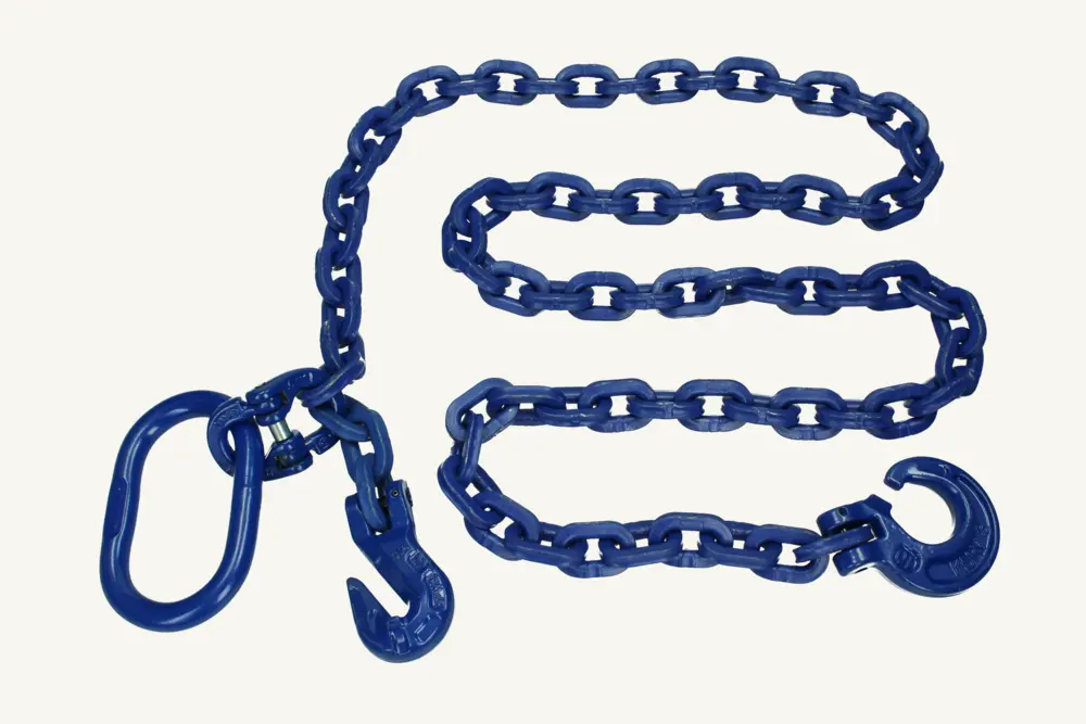 [1075322] Rückekette 2 Meter mit Schlinghaken (Güteklasse 100 blau) vierkant 8mm