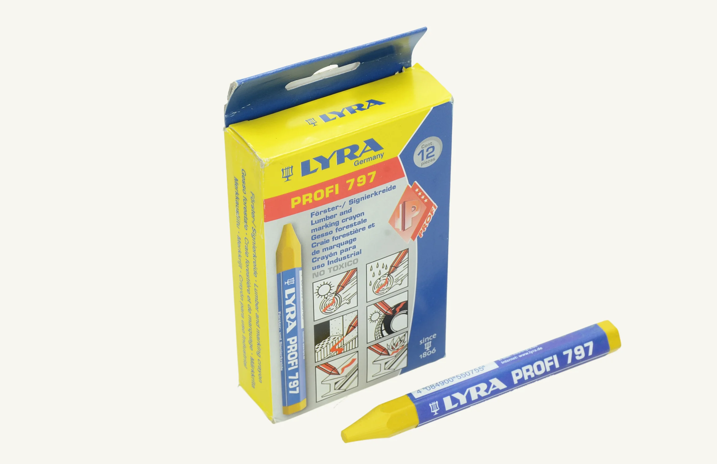 [1061416] Signierkreide gelb Lyra Profi (Box à 12 Stück)