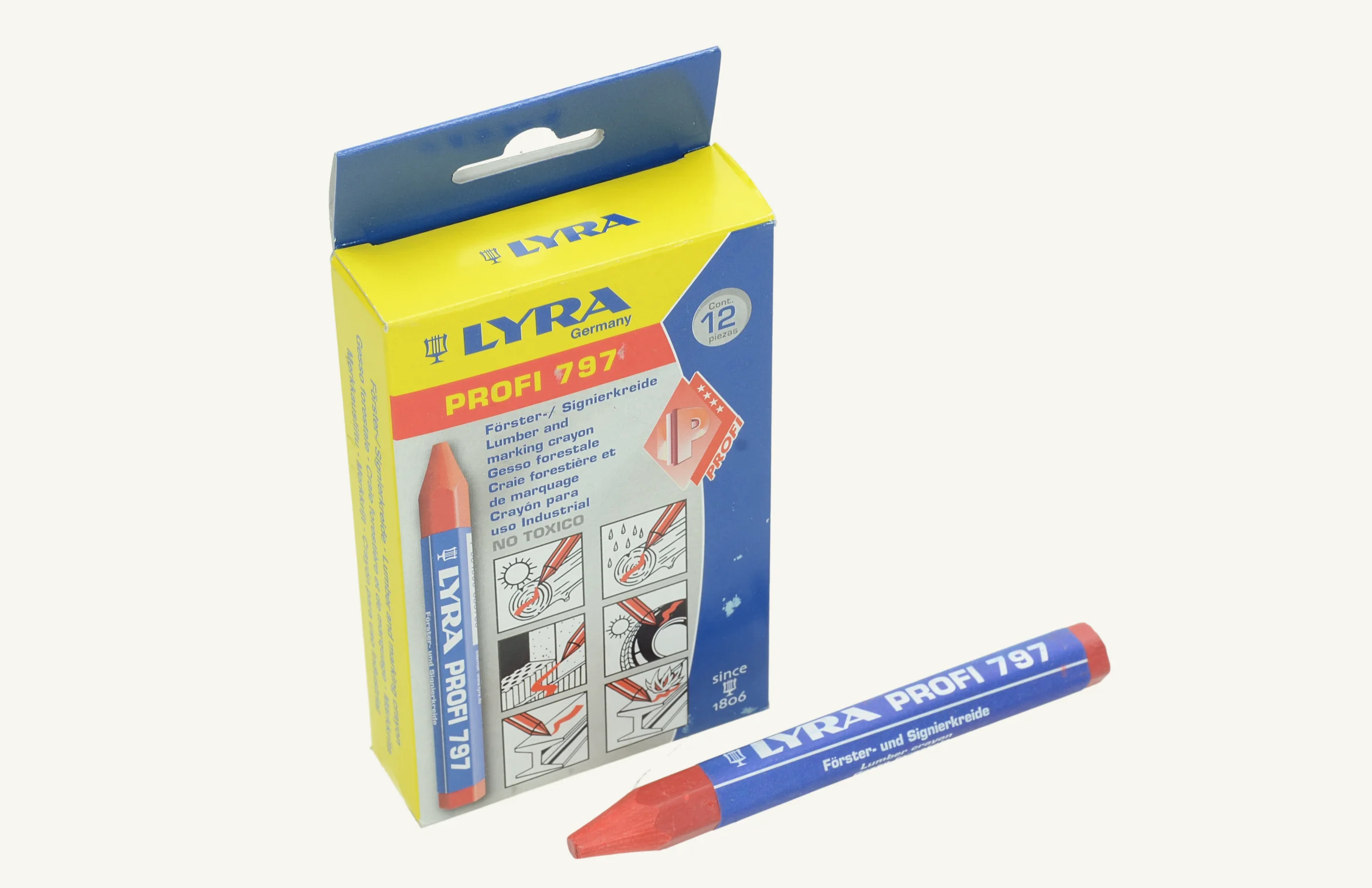 [1061417] Signierkreide rot Lyra Profi (Box à 12 Stück)