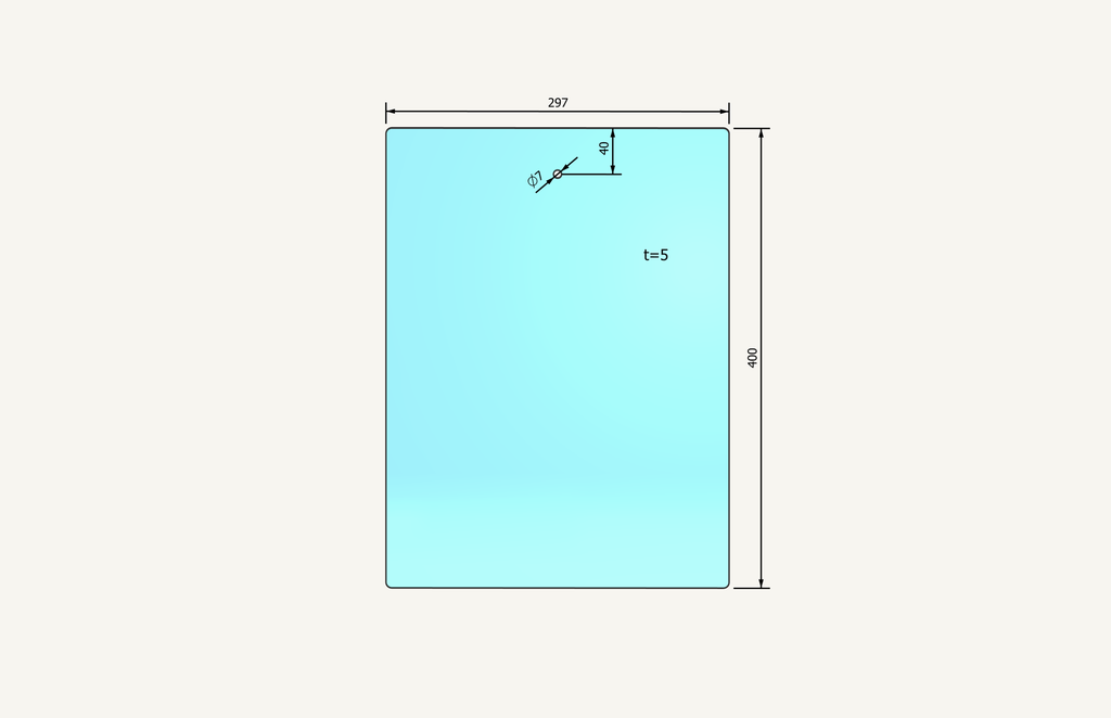 Rear sliding window glass Siac 400x297mm