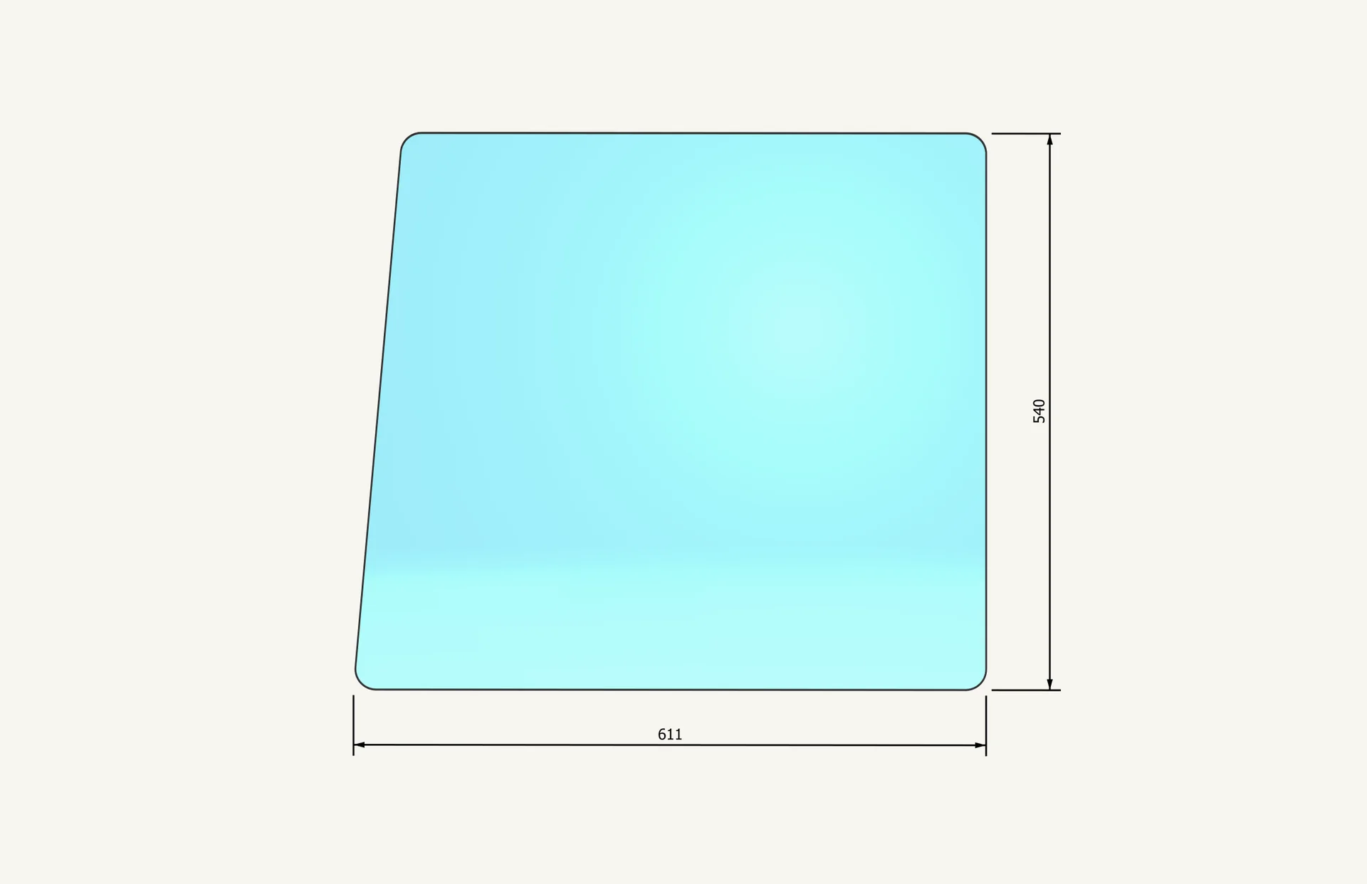 [1015333] Vitre de porte en haut 540x611mm
