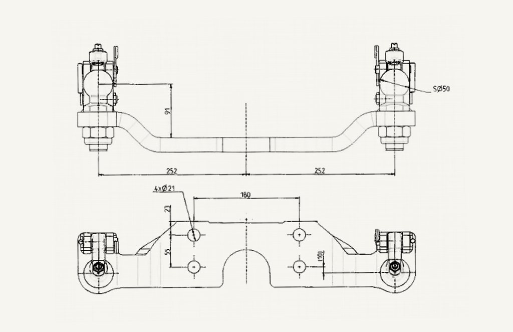 Zwangslenkung zu Kugelkupplung K80 L+R Sauermann K50