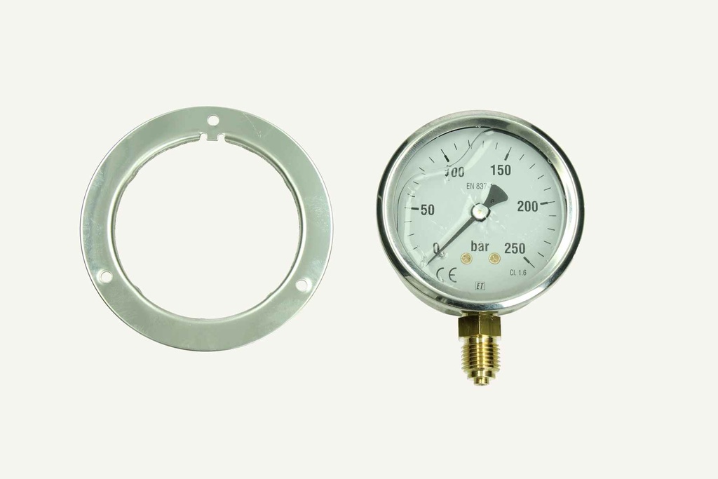 Pressure gauge 0-250bar with chrome ring 