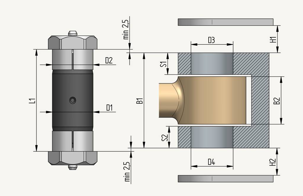 Extenderbolt short D90x502dH90