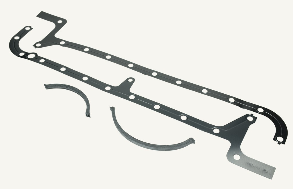 Reinforced engine oil pan gasket set