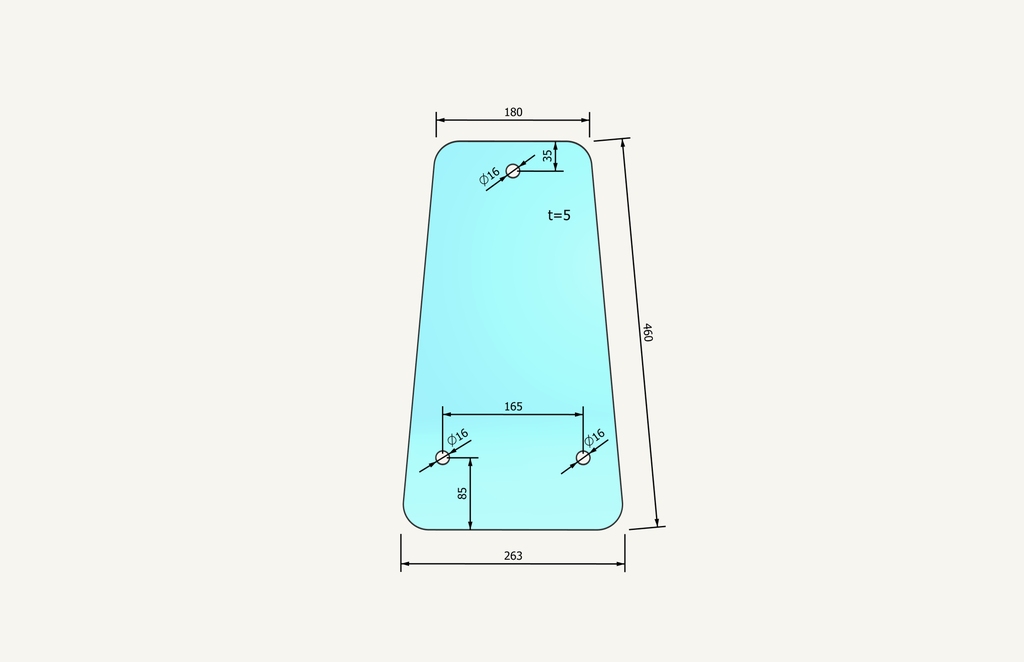 Radsichtglas 246x460mm CS722 