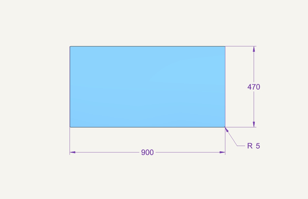 Vitre avant 470x900mm Capote légère