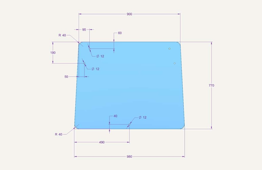 Heckscheibenglas 920x981x768mm