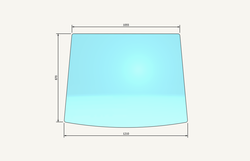 Front windscreen glass 1055/1210x870mm