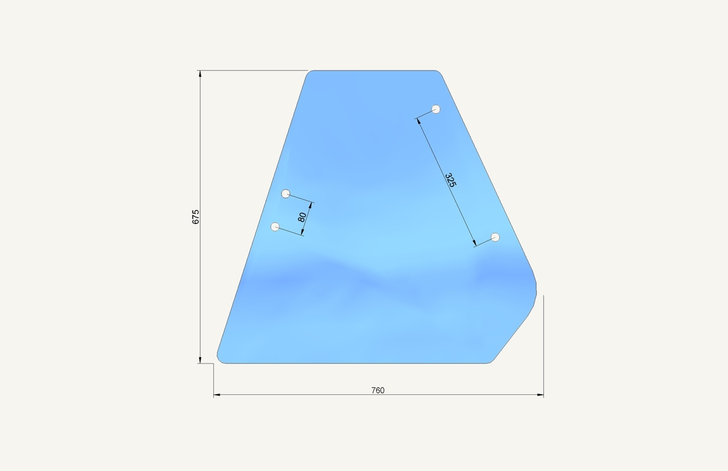 Side window glass 620/339x675mm