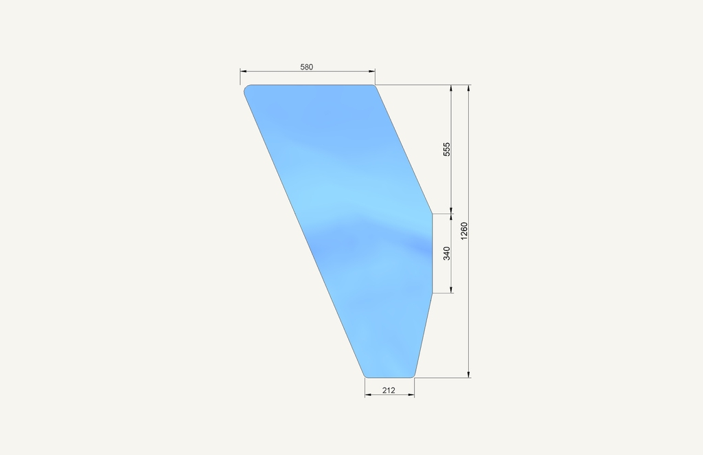 Door glass left 190/538x1365mm